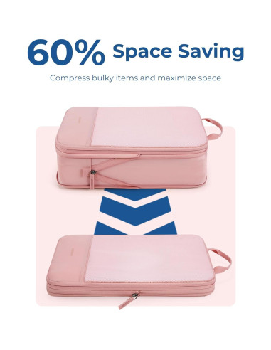 BAGSMART Organizador de Viaje Rosa Bebé, 6 Piezas Cubos y Estantes