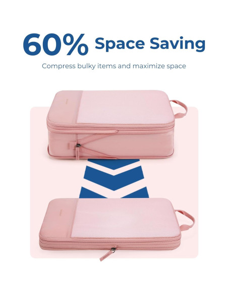 BAGSMART Organizador de Viaje Rosa Bebé, 6 Piezas Cubos y Estantes