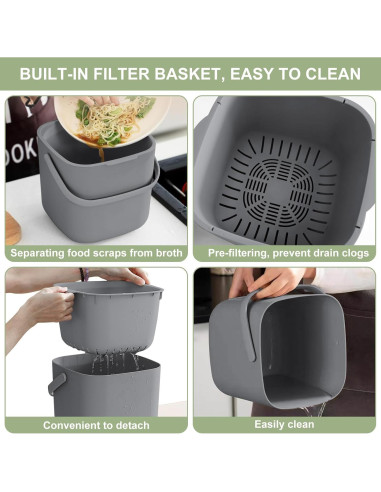 Bin de Compostaje de Cocina Jaderlu 7L Gris con Tapa