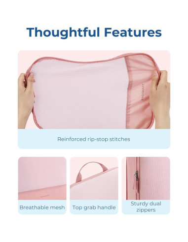 BAGSMART Organizador de Viaje Rosa Bebé, 6 Piezas Cubos y Estantes