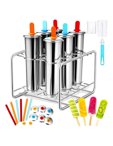Moldes de Paletas de Acero Inoxidable Jingmore - 6 Piezas Redondas