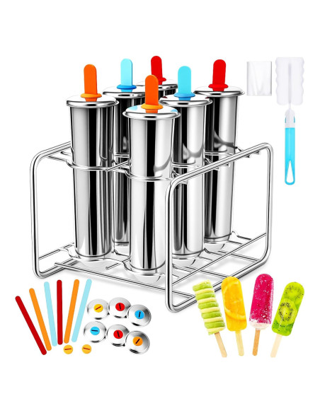 Moldes de Paletas de Acero Inoxidable Jingmore - 6 Piezas Redondas