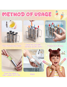 Moldes de Paletas de Acero Inoxidable Jingmore - 6 Piezas Redondas 2