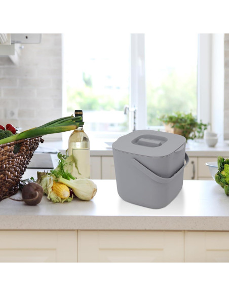 Bin de Compostaje de Cocina Jaderlu 7L Gris con Tapa