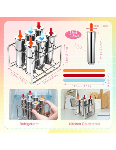 Moldes de Paletas de Acero Inoxidable Jingmore - 6 Piezas Redondas