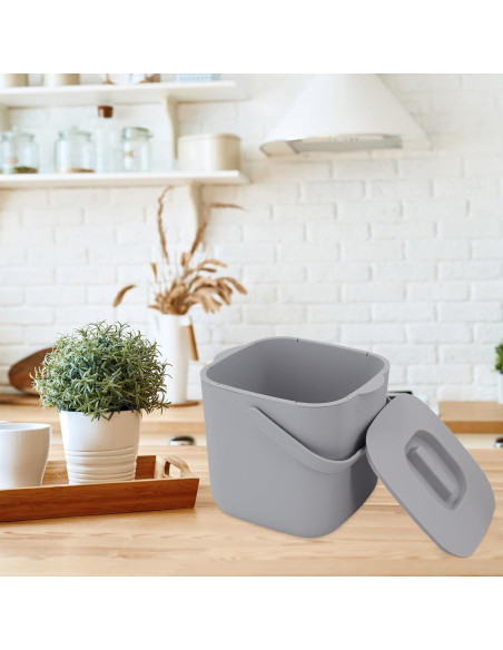 Bin de Compostaje de Cocina Jaderlu 7L Gris con Tapa