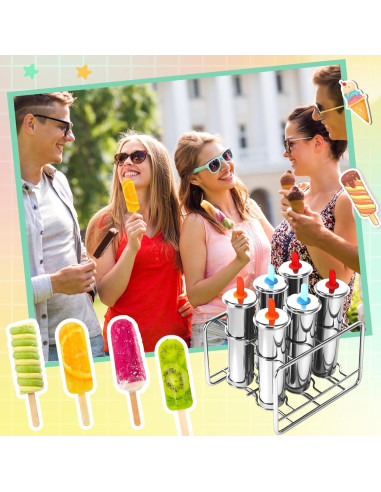 Moldes de Paletas de Acero Inoxidable Jingmore - 6 Piezas Redondas