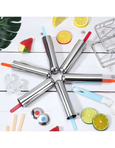 Moldes de Paletas de Acero Inoxidable Jingmore - 6 Piezas Redondas