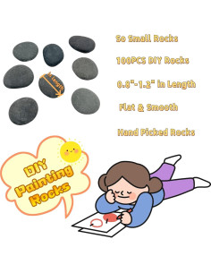 Piedras para Pintar Lifetop 100PCS 2-3 cm Planas y Suaves 2
