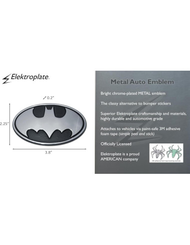 Emblema de Auto Cromo Batman Elektroplate 3.8 x 2.25 cm