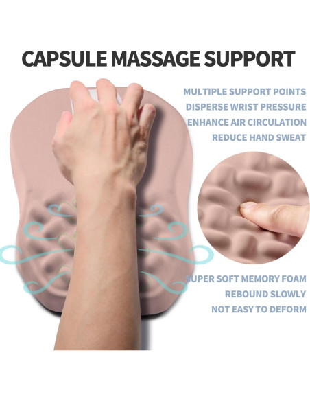 Almohadilla de Ratón Ergonómica Gleamtide 30x20 cm Rosa