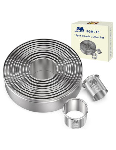 Juego de Cortadores de Galletas Redondos M JINGMEI 12 Piezas