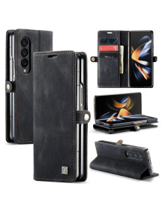Funda EYZUTAK para Samsung Galaxy Z Fold 4 - Cuero Negro con RFID