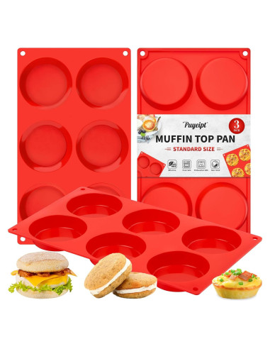 Pack de 3 Moldes de Silicona Puyeipt para Muffins y Huevos