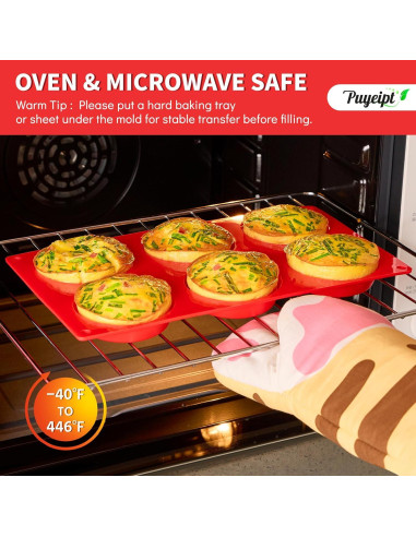 Pack de 3 Moldes de Silicona Puyeipt para Muffins y Huevos