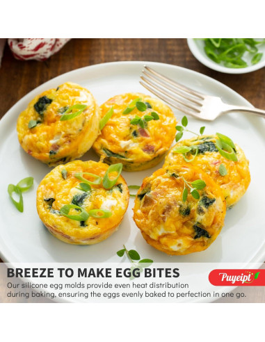 Pack de 3 Moldes de Silicona Puyeipt para Muffins y Huevos
