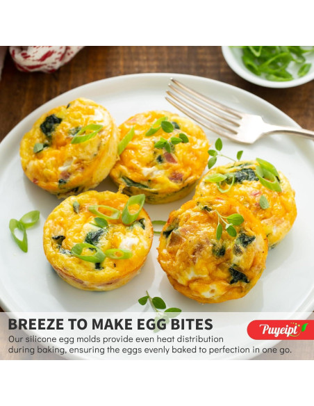 Pack de 3 Moldes de Silicona Puyeipt para Muffins y Huevos