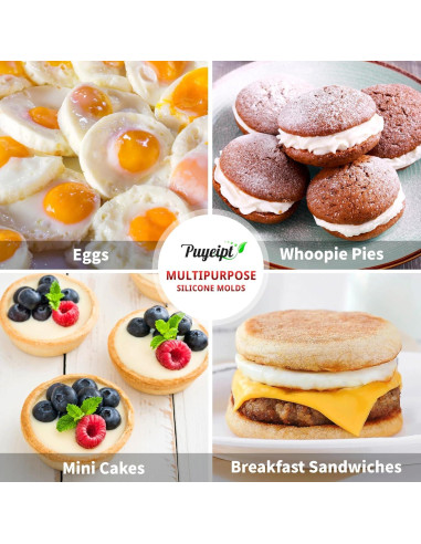Pack de 3 Moldes de Silicona Puyeipt para Muffins y Huevos