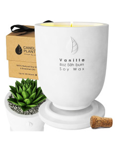 Maceta de Cemento Matani con Vela Aromática de Soja Vainilla