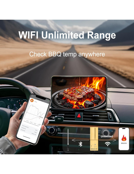 Termómetro de Carne Inalámbrico WiFi BBQOVN con 7 Sensores Termómetro de Carne Inalámbrico WiFi BBQOVN con 7 Sensores