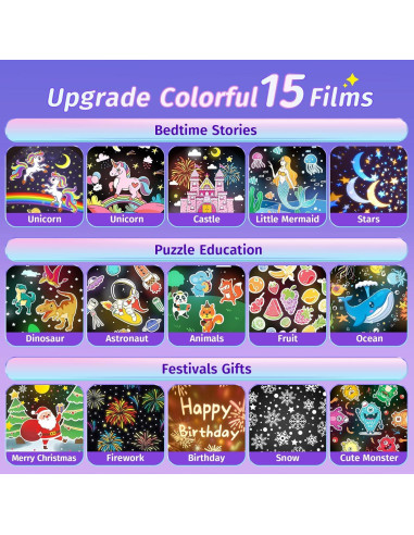 Proyector de Luz Nocturna ONEFIRE para Niños con 15 Películas