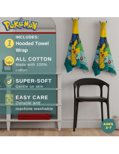 Toalla con Capucha Pokémon Franco 61x127 cm Suave y Absorbente 2