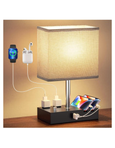 Lámpara de Mesita de Noche Regulable Kakanuo con USB-C Gris