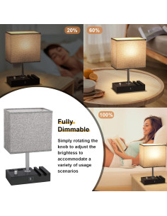 Lámpara de Mesita de Noche Regulable Kakanuo con USB-C Gris 2
