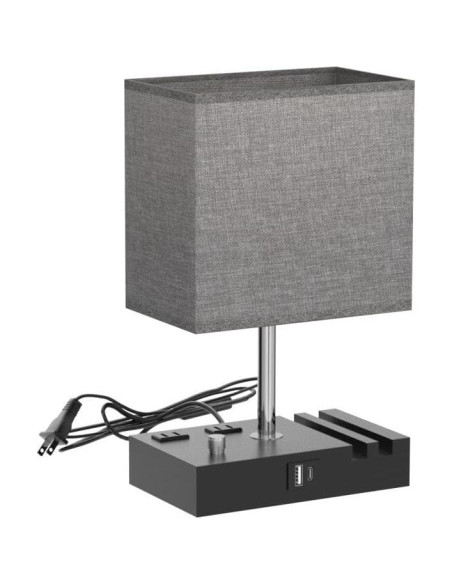 Lámpara de Mesita de Noche Regulable Kakanuo con USB-C Gris