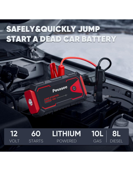 Arrancador de Salto 3000A Povasee A30 para Coche 12V