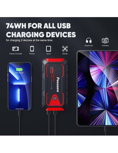 Arrancador de Salto 3000A Povasee A30 para Coche 12V