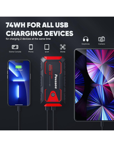 Arrancador de Salto 3000A Povasee A30 para Coche 12V