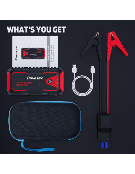 Arrancador de Salto 3000A Povasee A30 para Coche 12V