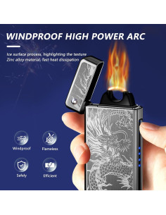 Encendedor Eléctrico BABOBIU Dragón Negro Recargable USB 2