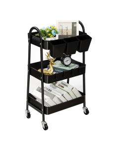 Carro Rodante de 3 Niveles Danpinera - Almacenamiento Metálico Negro