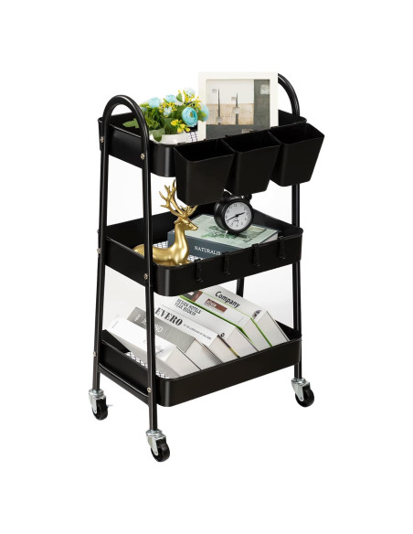 Carro Rodante de 3 Niveles Danpinera - Almacenamiento Metálico Negro