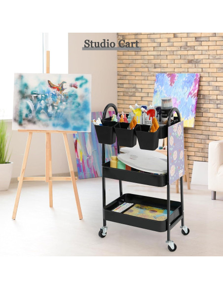 Carro Rodante de 3 Niveles Danpinera - Almacenamiento Metálico Negro