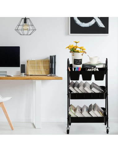 Carro Rodante de 3 Niveles Danpinera - Almacenamiento Metálico Negro