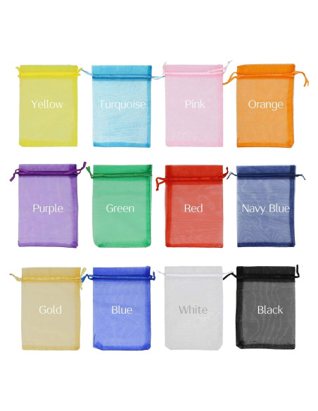 120 Bolsas de Organza Transparentes Jexila 13x18 cm Cierre de Cuerda