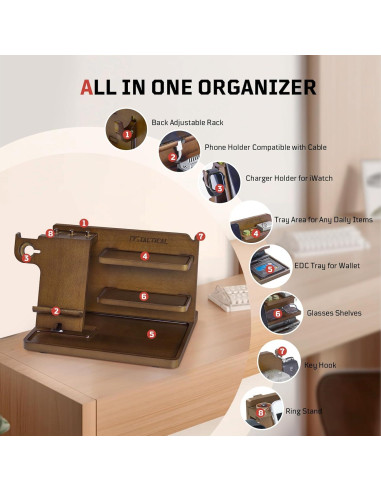 Organizador de Mesita de Noche 1TG Tactical Madera Ajustable