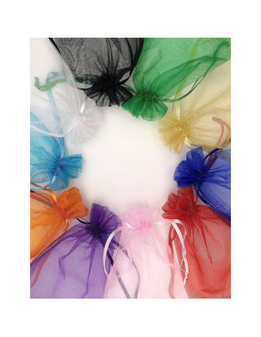 120 Bolsas de Organza Transparentes Jexila 13x18 cm Cierre de Cuerda