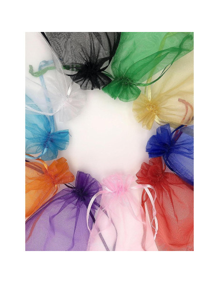 120 Bolsas de Organza Transparentes Jexila 13x18 cm Cierre de Cuerda