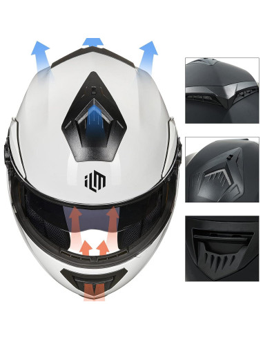 Casco de Moto ILM DP998 Modular Doble Visera Blanco Pequeño