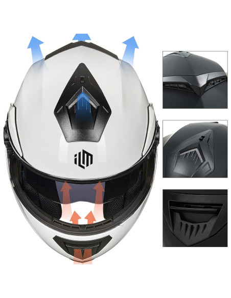 Casco de Moto ILM DP998 Modular Doble Visera Blanco Pequeño