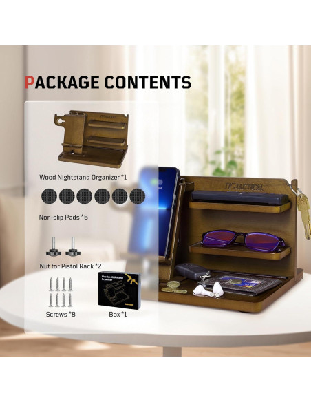 Organizador de Mesita de Noche 1TG Tactical Madera Ajustable