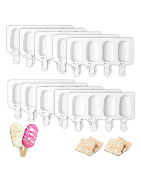Set de 10 Moldes de Silicona para Paletas con 200 Palitos
