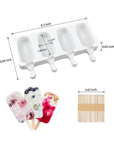 Set de 10 Moldes de Silicona para Paletas con 200 Palitos