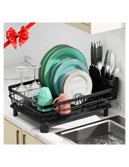 Estante para Secar Platos MOUKABAL Acero Inoxidable Negro 43.5x33.5x17 cm