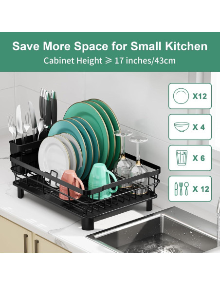 Estante para Secar Platos MOUKABAL Acero Inoxidable Negro 43.5x33.5x17 cm