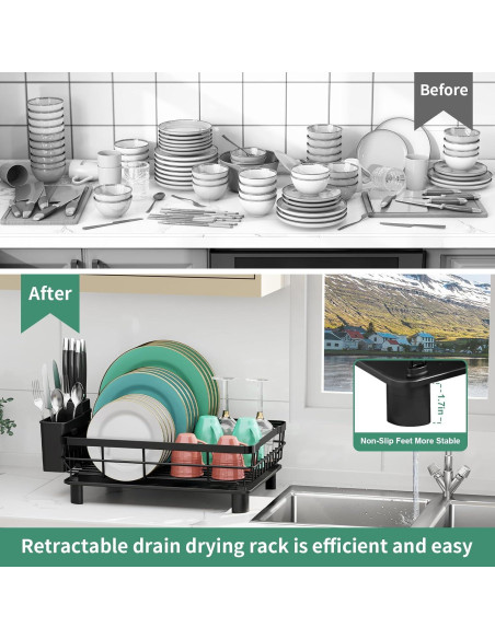 Estante para Secar Platos MOUKABAL Acero Inoxidable Negro 43.5x33.5x17 cm